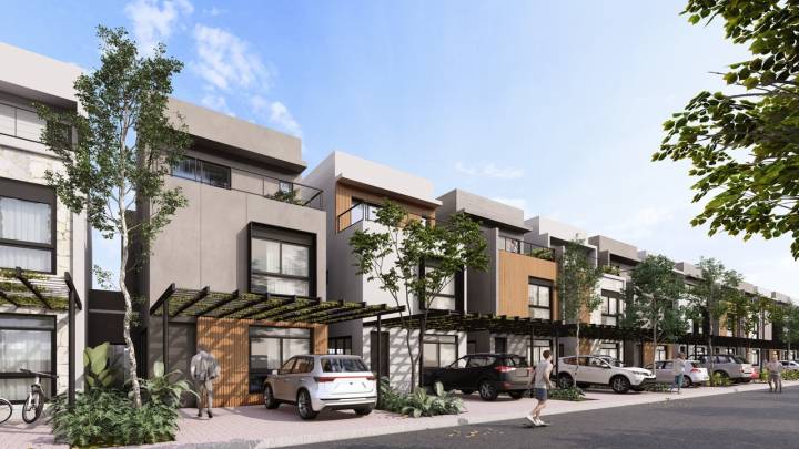 Fachadas da Lausanne Swiss Park Residence, casas na planta em Campinas