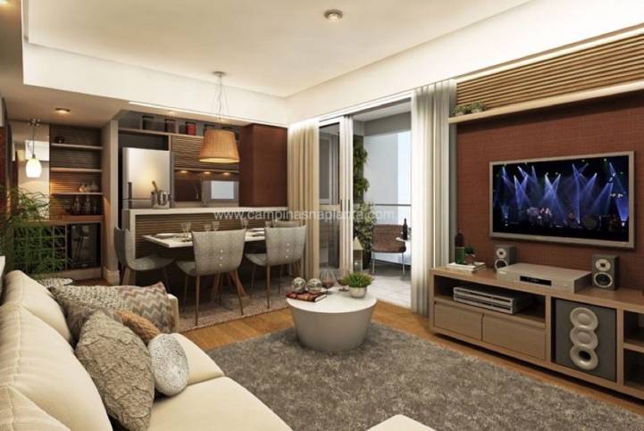 apartamentos prontos taquaral square perspectiva do living das unidades de 66m²