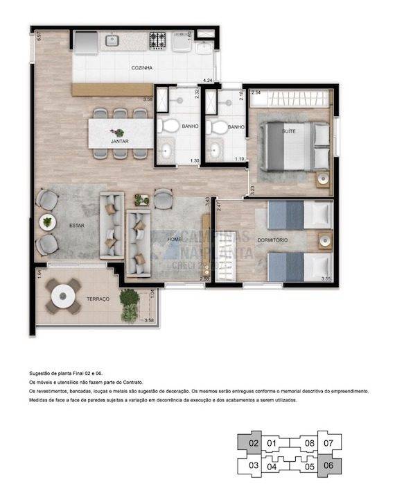 Teg Mansoes Planta 2 Quartos 1 Suite Living Ampliado