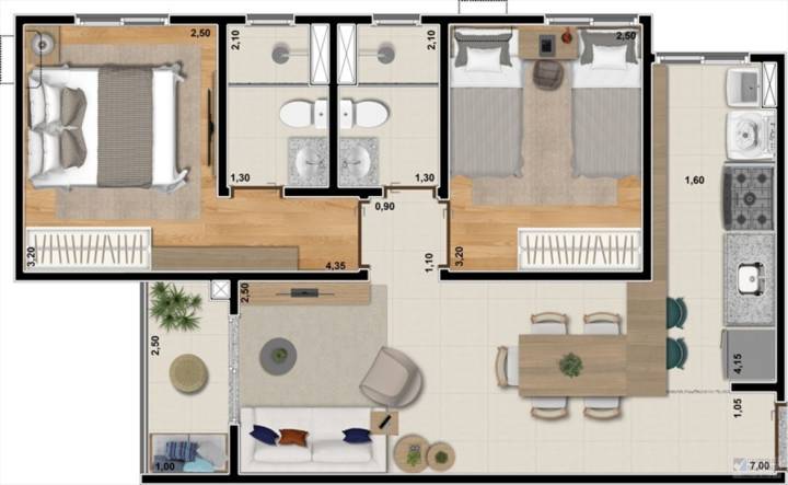 planta 1 suite 1 quarto