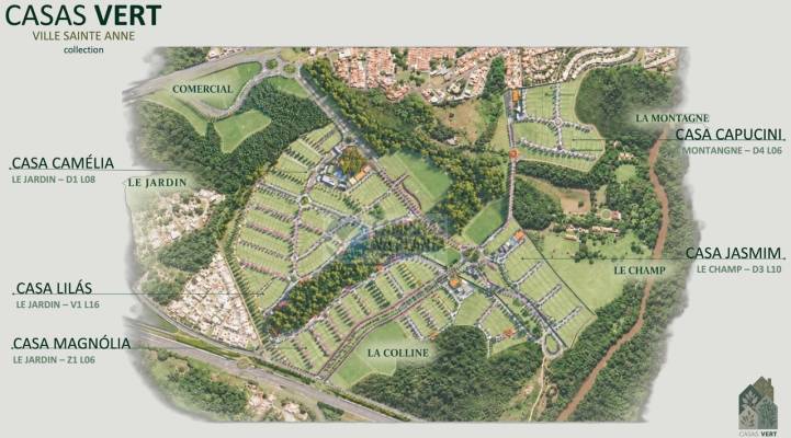 Mapa das Casas Vert no Ville Sainte Anne em Campinas
