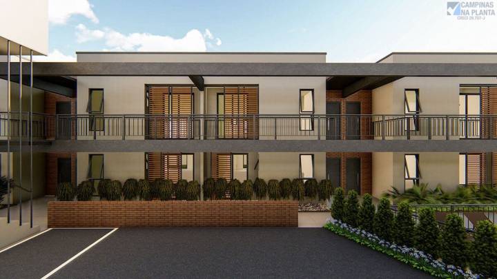 Perspectiva das entradas / varandas dos apartamentos na planta