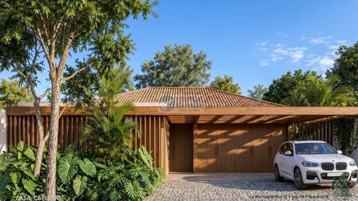 Fachada frontal da Casa Capucini, residência térrea do Casas Vert em Sousas