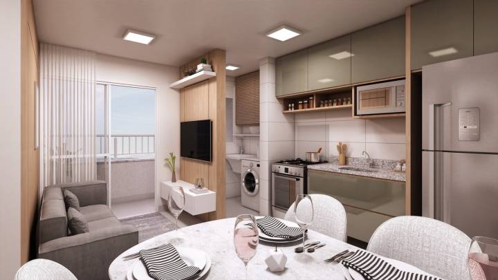 Sala e cozinha integradas