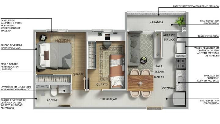 Opção de planta com suíte no Portal dos Jatobás Campinas