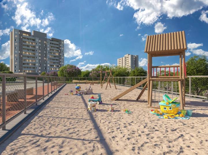 Playground moderno e seguro na praça do Mangará.