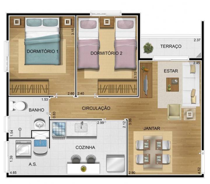 apartamento venda campinas residencial allegria planta 49² de ponta