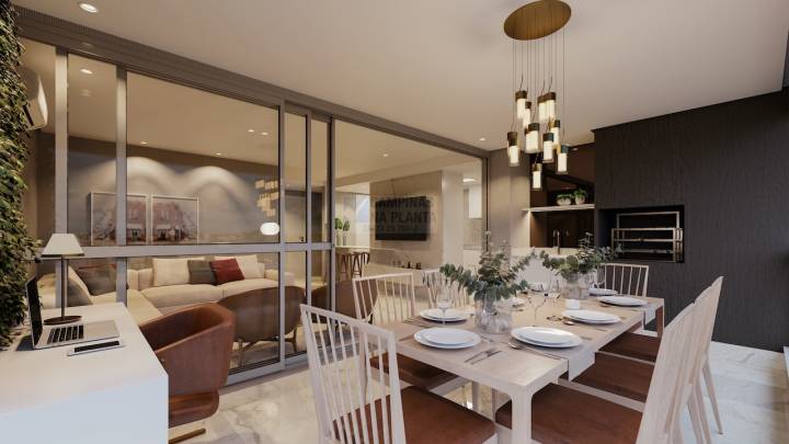 perspectiva ilustrada da varanda do apartamento tipo do Altitude Cambuí