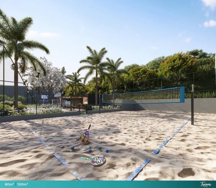 Quadra de beach tennis na área de lazer