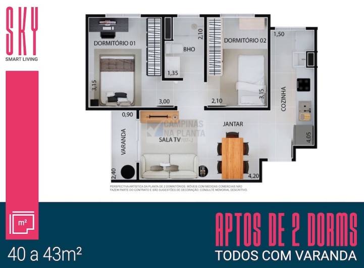 planta de canto sky smart Minha Casa Minha Vida