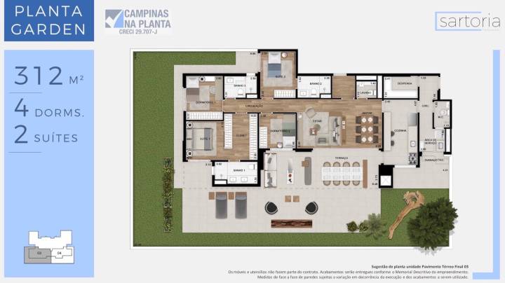 Sartoria Taquaral Planta Garden 312m²