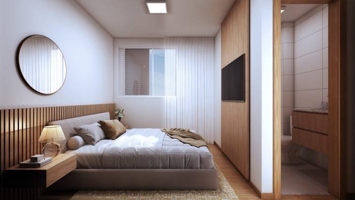 Suíte do apartamento Portal dos Jatobás no Panamby em Campinas