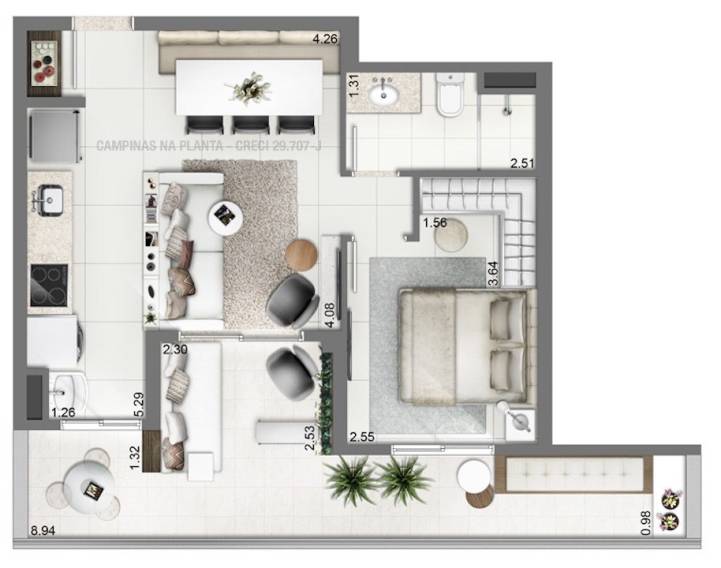 Setin Midtown Aquidaban Planta Giardino 48m²