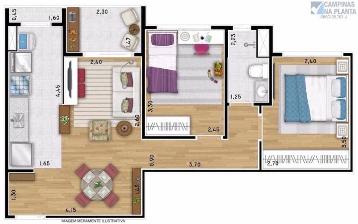 Morada Morumbi Planta Tipo 57m2 Finais 4 e 5