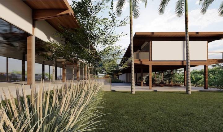 perspectiva mostrando a academia e o coworking