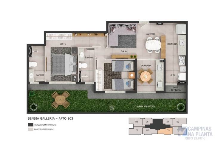 planta terro 1 suite e 1 quarto