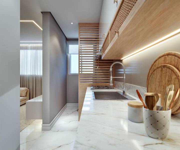 perspectiva ilustrada da cozinha