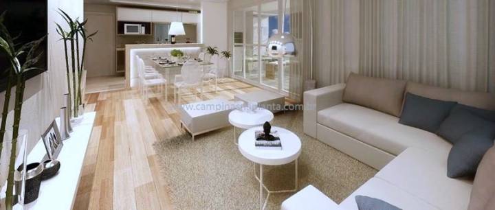 Perspectiva living ampliado do apartamento de 134m2