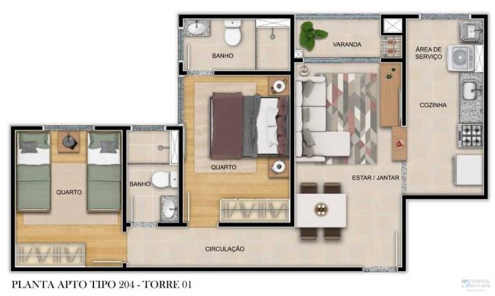 planta 1 suite 1 quarto