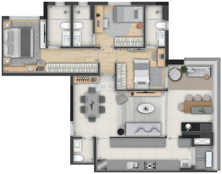 grand paysage planta 115 m2 padrao