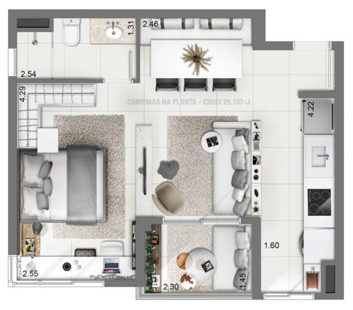 Setin Midtown Aquidaban Planta Tipo 42m²