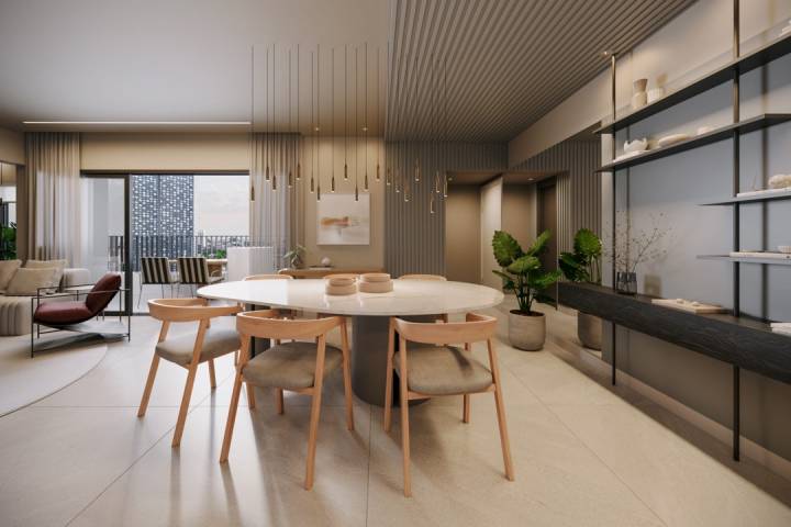 Sala de jantar do apartamento tipo A no Avenida 105.