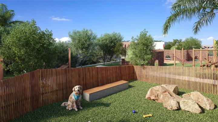 Pet place e redário ao fundo do Avenida 105 para lazer ao ar livre.