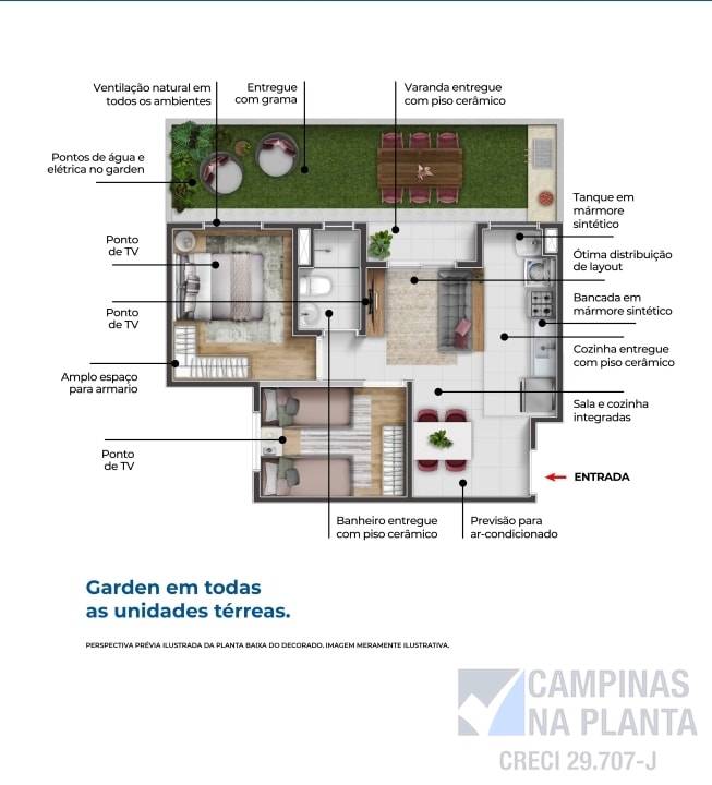 planta 2 quartos