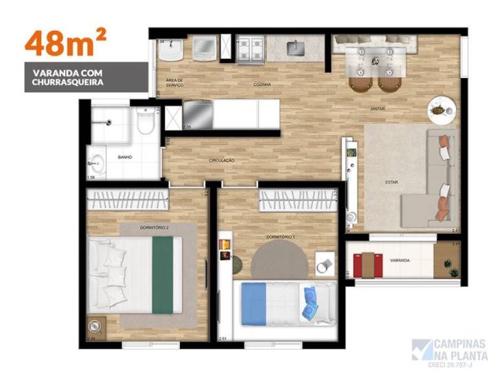 meinhaus campinas planta 48m²