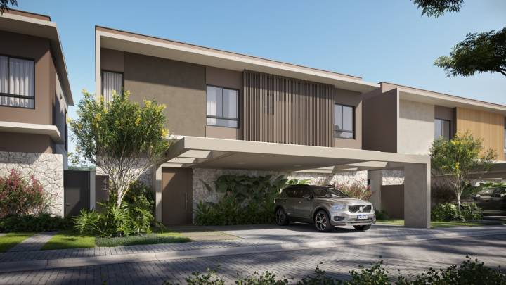 Fachada da Casa Petra no condomínio Casa da Mata Gramado, um breve lançamento em Gramado, com casas na planta em Campinas.