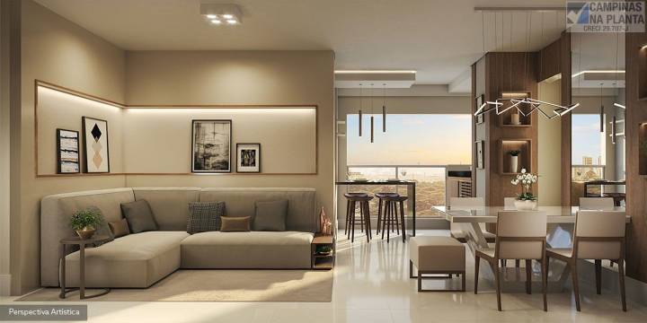 Perspectiva do Living do breve lançamento Splendor da Patriani no Taquaral