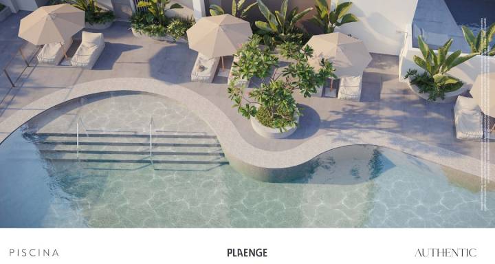 Vista da piscina do Authentic Cambuí, apartamentos alto padrão em Campinas