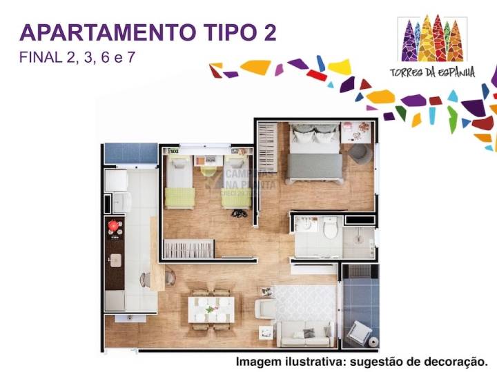 planta humanizada tipo 2 do Torres da Espanha no Jardim do Lago