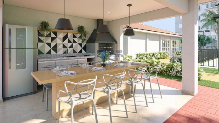 Espaço gourmet com churrasqueira no Viva e Realize Dom Pedro