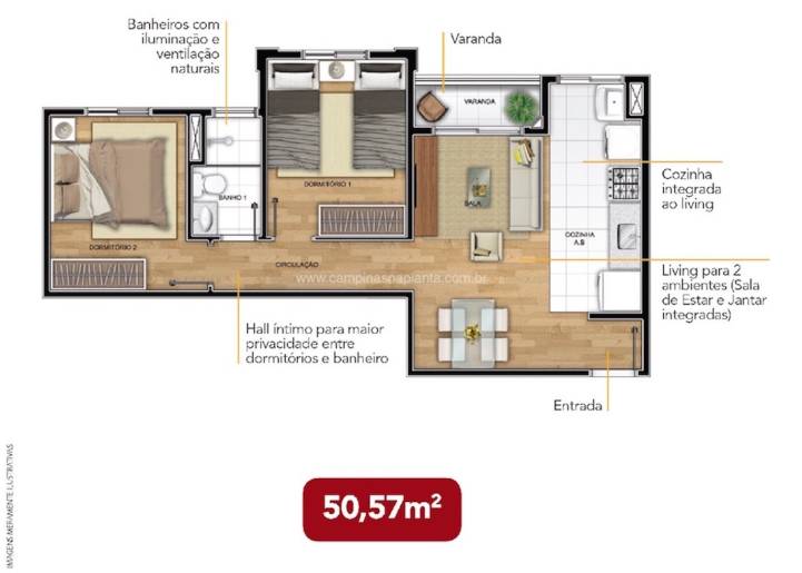 Belvedere Hortolândia Planta de 50m²