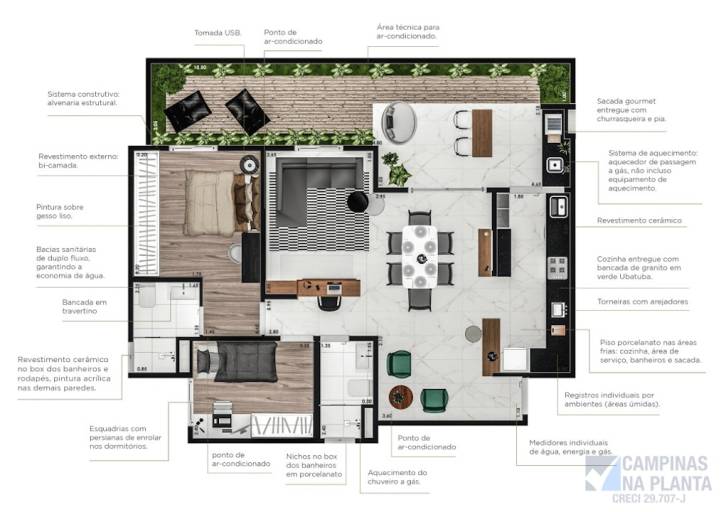 planta garden 1 suite 2 quartos do ecovila santa margarida