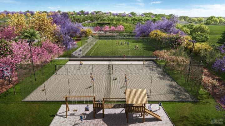 quadra beach tennis e campo do terrasso residencial em Paulínia