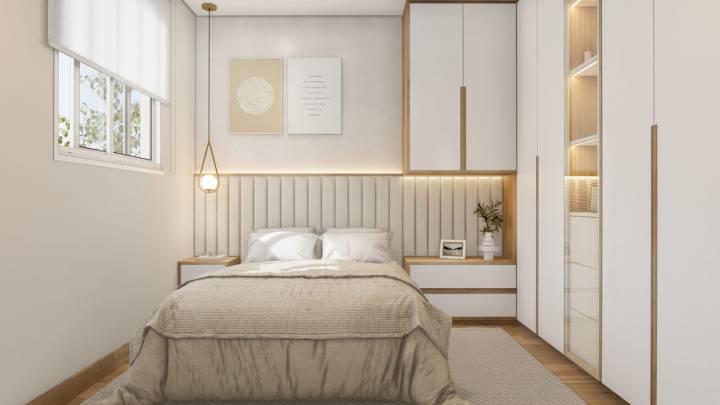 Quarto de casal no apartamento do Recanto das Pérolas