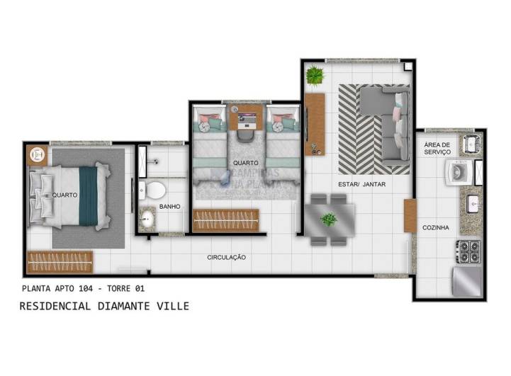 diamante ville lancamento mrv planta meio apto nr 104 torre 1