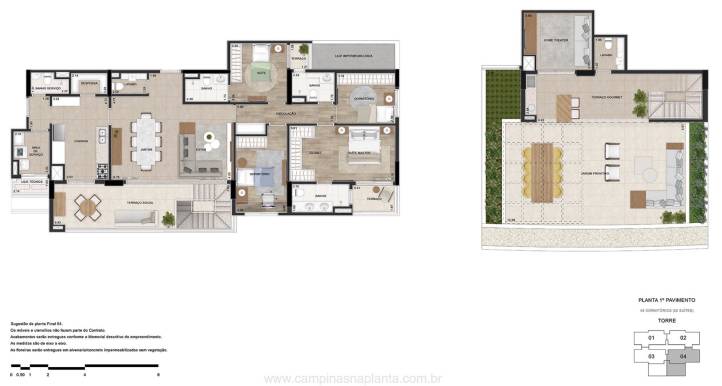 Planta humanizada de 293m² do apartamento giardino (house) Uniqueness Cambuí