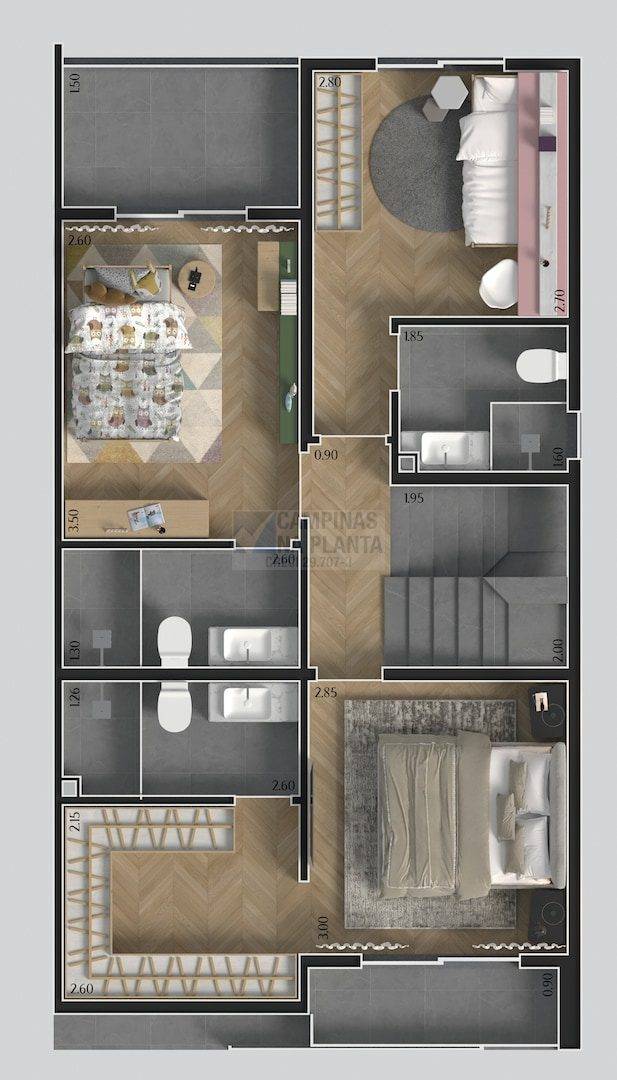 Lagoa Sky Houses Lancamento Casas Taquaral Planta Humanizada Pavimento Superior