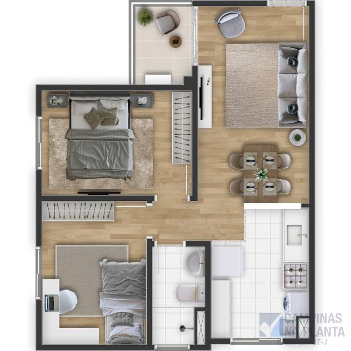planta 2 quartos