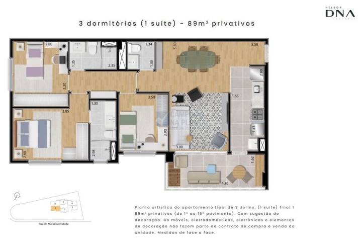 Dna Taquaral Planta 89 M2 3 Quartos 1 Suite