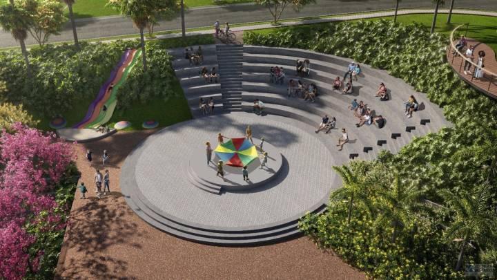 espaço aventura e anfiteatro ao ar livre