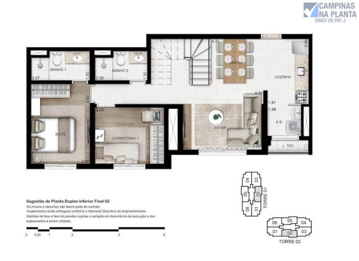 Planta Duplex Inferior 133m2 Grand Guanabara Duo