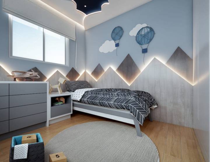 perspectiva ilustrada do quarto do Alto do Galleria