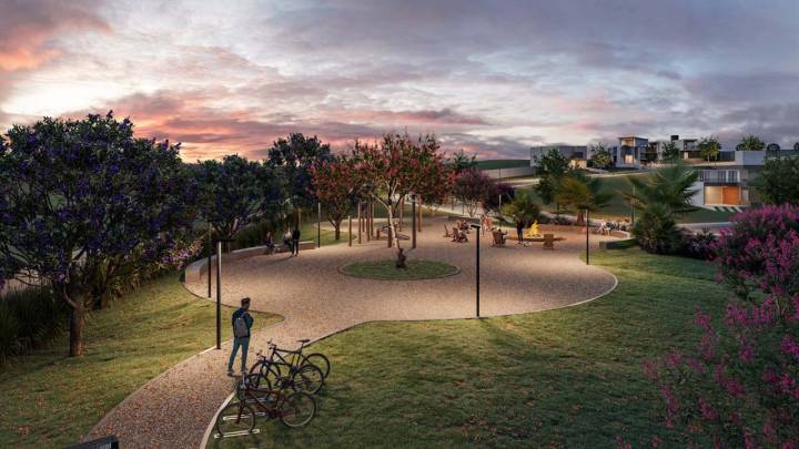 praça com fireplace