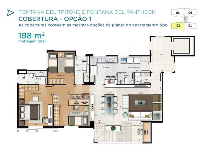 Acqua Galleria Tritone Pantheon Cobertura 198m2 Piso Inferior 1