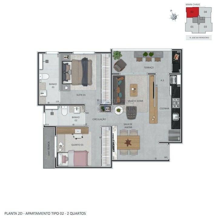 praca guanabara planta humanizada apartamento tipo 2 quartos