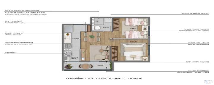 planta 2 quartos varanda